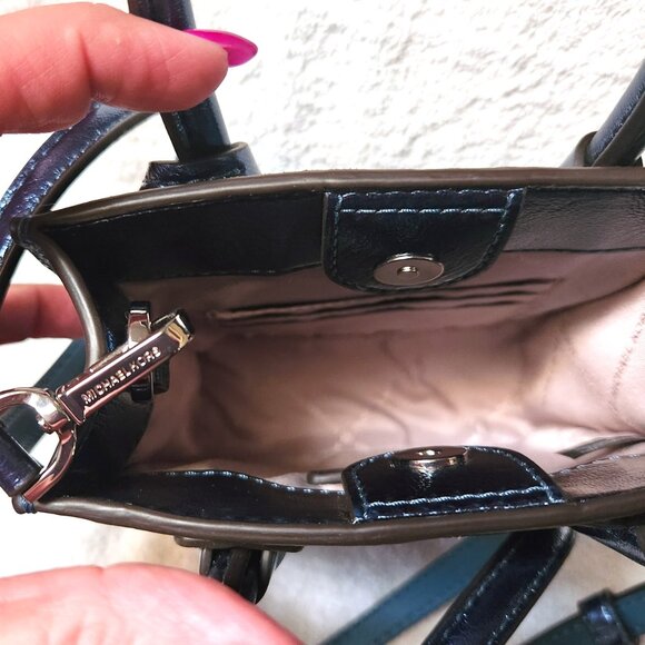 Michael Kors Mercer Small Patent Crossbody Bag - Teal Metallic - Like New - Picture 3 of 7
